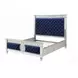 Varian Blue and Silver Queen Upholstered Panel Bed with Nailhead Trim