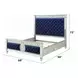 Varian Blue and Silver Queen Upholstered Panel Bed with Nailhead Trim