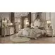 Picardy Beige and Antique Pearl King Upholstered Panel Bed with Nailhead Trim