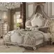 Picardy Beige and Antique Pearl King Upholstered Panel Bed with Nailhead Trim