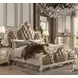 Picardy Butterscotch and Antique Pearl Queen Upholstered Panel Bed with Nailhead Trim