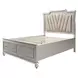 Kaitlyn Gray and Champagne Queen Upholstered Storage Panel Bed with LED