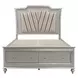 Kaitlyn Gray and Champagne Queen Upholstered Storage Panel Bed with LED