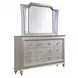 Kaitlyn Champagne Rectangular Dresser Mirror with LED and Nailhead Trim
