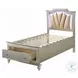 Kaitlyn Synthetic Leather and Champagne Twin Upholstered Storage Bed with LED Lighting