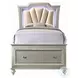 Kaitlyn Synthetic Leather and Champagne Twin Upholstered Storage Bed with LED Lighting
