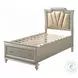 Kaitlyn Synthetic Leather and Champagne Full Upholstered Bed with Storage and LED