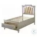 Kaitlyn Synthetic Leather and Champagne Full Upholstered Bed with Storage and LED