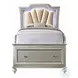 Kaitlyn Synthetic Leather and Champagne Full Upholstered Bed with Storage and LED