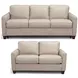 Millbrook Taupe Plain Leather Living Room Set