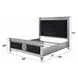 Varian Dark Navy and Silver Queen Upholstered Panel Bed with Nailhead Trim