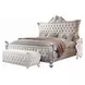 Picardy Antique Pearl Queen Upholstered Panel Bed with Nailhead Trim