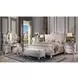 Picardy Antique Pearl Queen Upholstered Panel Bed with Nailhead Trim