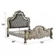 Dresden Vintage Bone White and Gray Queen Upholstered Panel Bed with Nailhead Trim