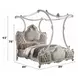 Picardy Beige and Antique Pearl King Upholstered Poster Bed with Nailhead Trim