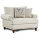 Carys Doe Beige Upholstered Chair and A Half with Pillows and Nailhead Trim