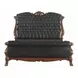 Dresden Black and Cherry Oak Queen Upholstered Sleigh Bed with Nailhead Trim