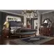 Dresden Black and Cherry Oak Queen Upholstered Sleigh Bed with Nailhead Trim