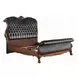 Dresden Black and Cherry Oak Queen Upholstered Sleigh Bed with Nailhead Trim