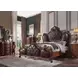 Picardy Dark Brown and Honey Oak King Upholstered Panel Bed with Nailhead Trim