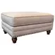 Carys Doe Beige Upholstered Rectangular Ottoman with Nailhead Trim