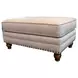Carys Doe Beige Upholstered Rectangular Ottoman with Nailhead Trim