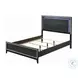 Haiden Weathered Black Eastern King Panel Bed with LED