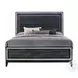 Haiden Weathered Black Queen Panel Bed with LED