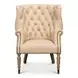 Welsh Cappuccino Leather Upholstered Accent Chair with Nailhead Trim