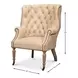 Welsh Cappuccino Leather Upholstered Accent Chair with Nailhead Trim