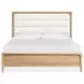 Somerset Butternut and White Performance Fabric Queen Upholstered Panel Bed