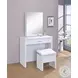 300290 White Vanity with Stool