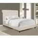 Devon Beige California King Upholstered Panel Bed with Nailhead Trim