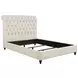 Devon Beige California King Upholstered Panel Bed with Nailhead Trim