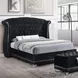 Barzini Black California King Upholstered Panel Bed with Nailhead Trim