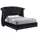 Barzini Black California King Upholstered Panel Bed with Nailhead Trim