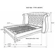 Barzini Black California King Upholstered Panel Bed with Nailhead Trim