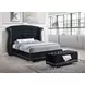Barzini Black California King Upholstered Panel Bed with Nailhead Trim