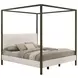 Monroe Vanilla And Black Upholstered King Canopy Bed