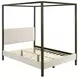 Monroe Vanilla And Black Upholstered Queen Canopy Bed