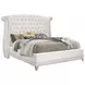 Barzini White California King Upholstered Panel Bed with Nailhead Trim