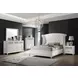 Barzini White California King Upholstered Panel Bed with Nailhead Trim