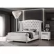 Barzini White California King Upholstered Panel Bed with Nailhead Trim