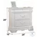 Estrella White 3 Drawer Nightstand