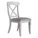 Ocean Isle Antique White and Weathered Pine Upholstered 5 Piece Extendable Pedestal Base Dining Set
