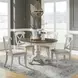 Ocean Isle Antique White and Weathered Pine Upholstered 5 Piece Extendable Pedestal Base Dining Set