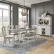 Ocean Isle Antique White and Weathered Pine Upholstered 6 Piece Extendable Rectangular Dining Set