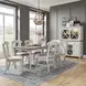 Ocean Isle Antique White and Weathered Pine Upholstered 7 Piece Extendable Rectangular Dining Set