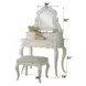 Edalene Pearl White 3 Drawer Vanity Desk with Mirror