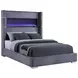 Tisdall Gray Queen Upholstered Fireplace Panel Bed